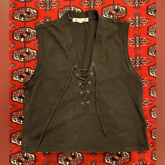 AMO cropped lace up tank top - Picture 1 of 2